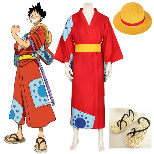 Monkey D Luffy Wano Country Arc Cosplay Costume Hat Kimono Yukata Outfit  Customized Halloween Costumes - AliExpress